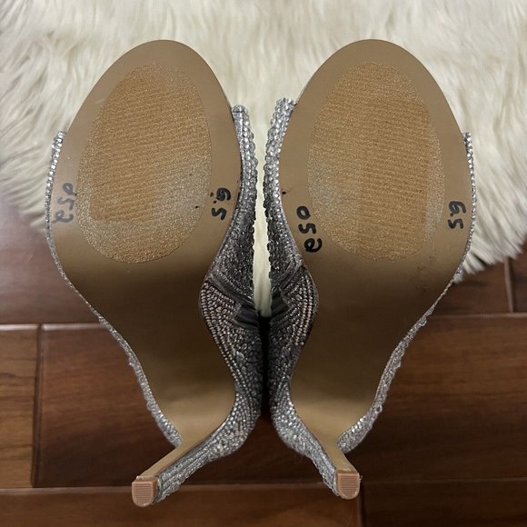 Steve Madden Size 6.5 Silver Dispute R Embellished Peep Toe Stiletto Boot - Picture 10 of 12